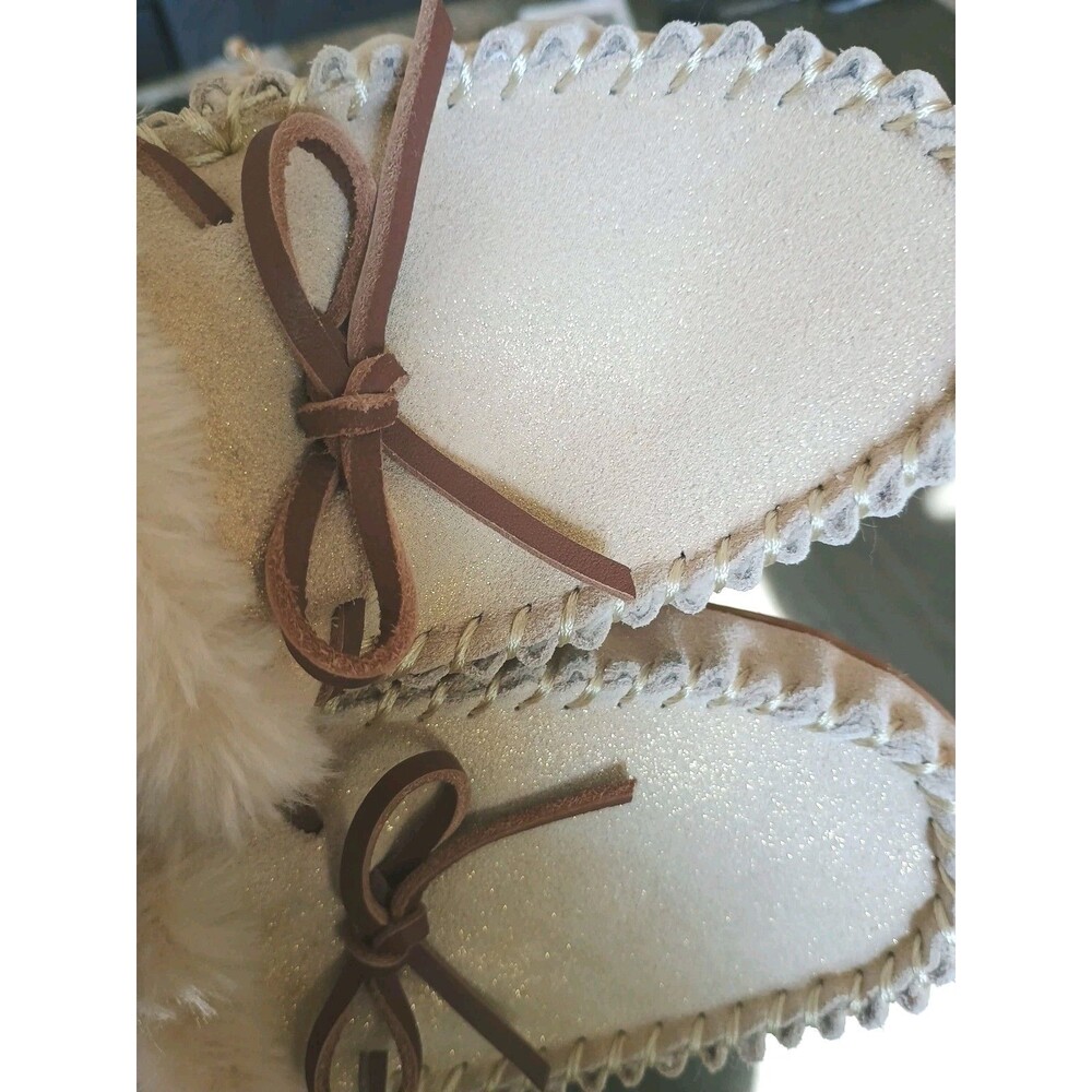 J Crew Lodge Shoes In Metallic Gold Glitter Moccasins Slippers Women Size 10 - Picture 4 of 9